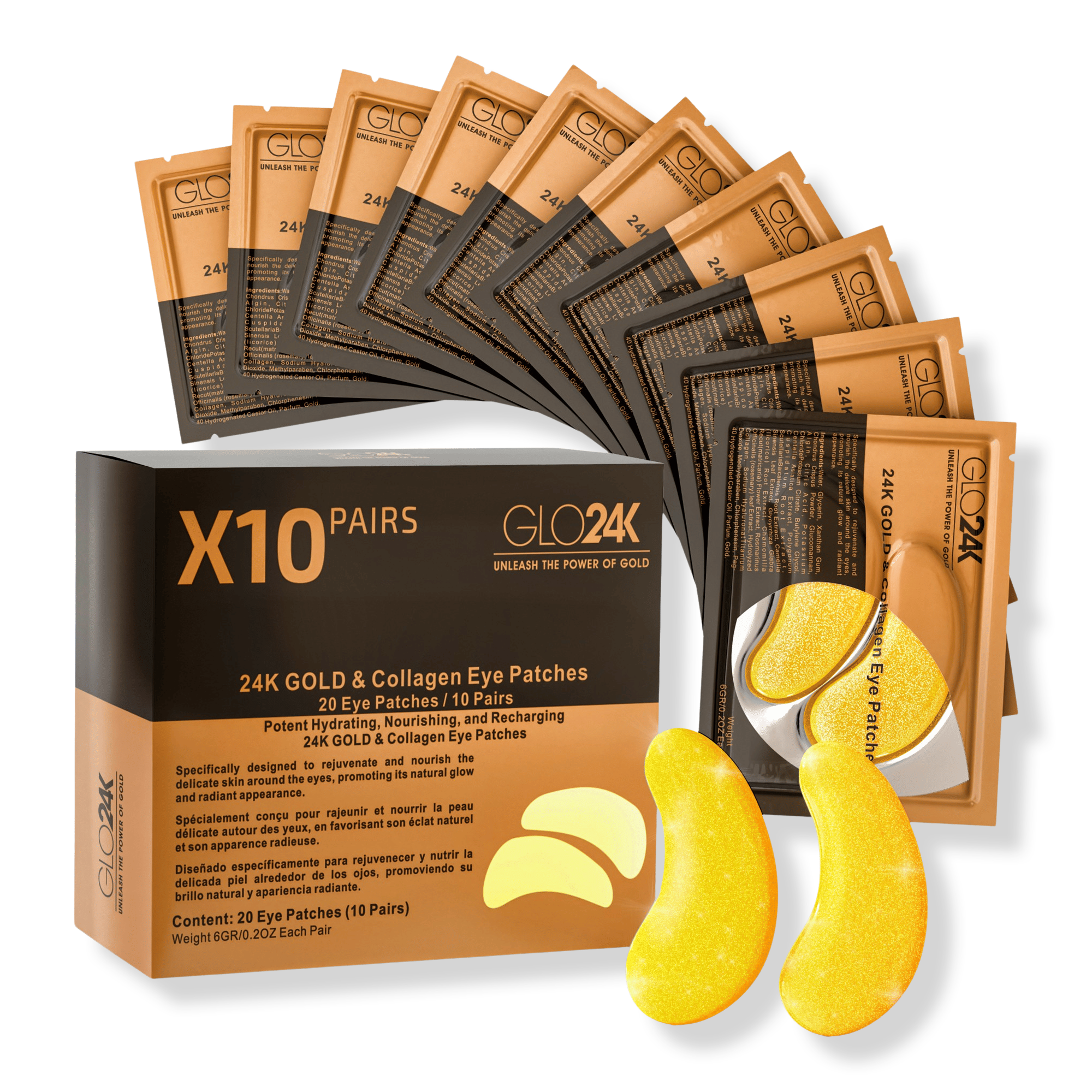 Glo24k 24K Gold Collagen Eye Patches (10 pack) #1