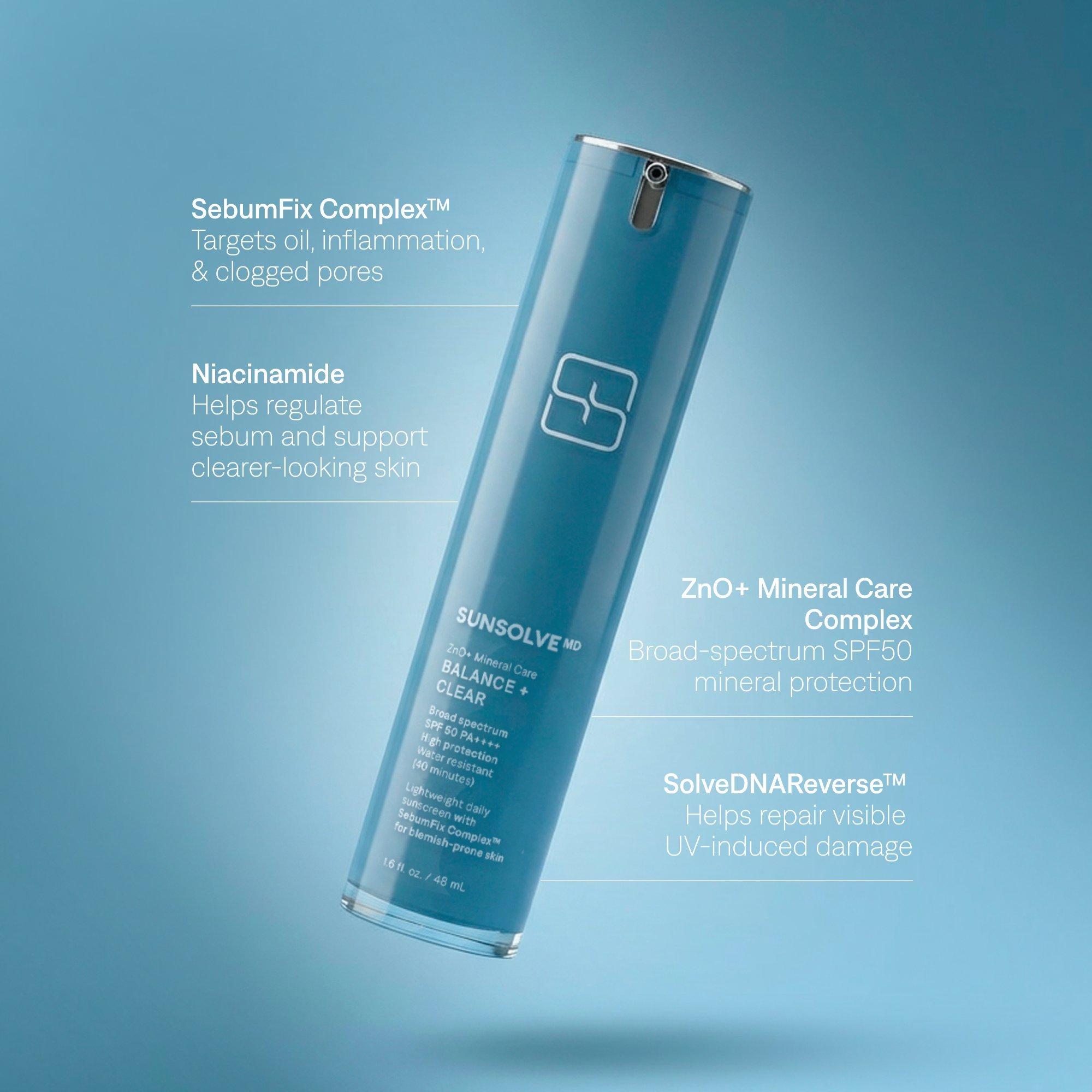 Минеральное солнцезащитное средство SunsolveMD ZnO+ Balance + Clear SPF 50 — фото 2