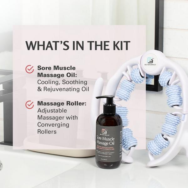 M3 Sore Muscle Massage Oil & Anti Cellulite Massage Roller Bundle #3