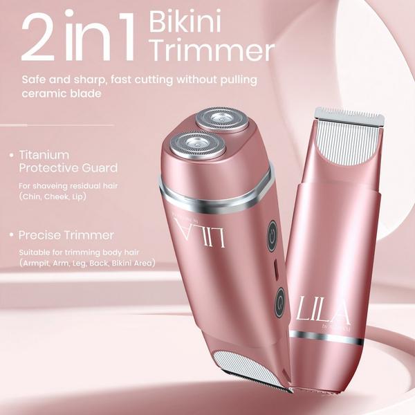 LILA by Akunbem 2-in-1 USB Rechargeable Women's Bikini Trimmer and Facial Shaver #2