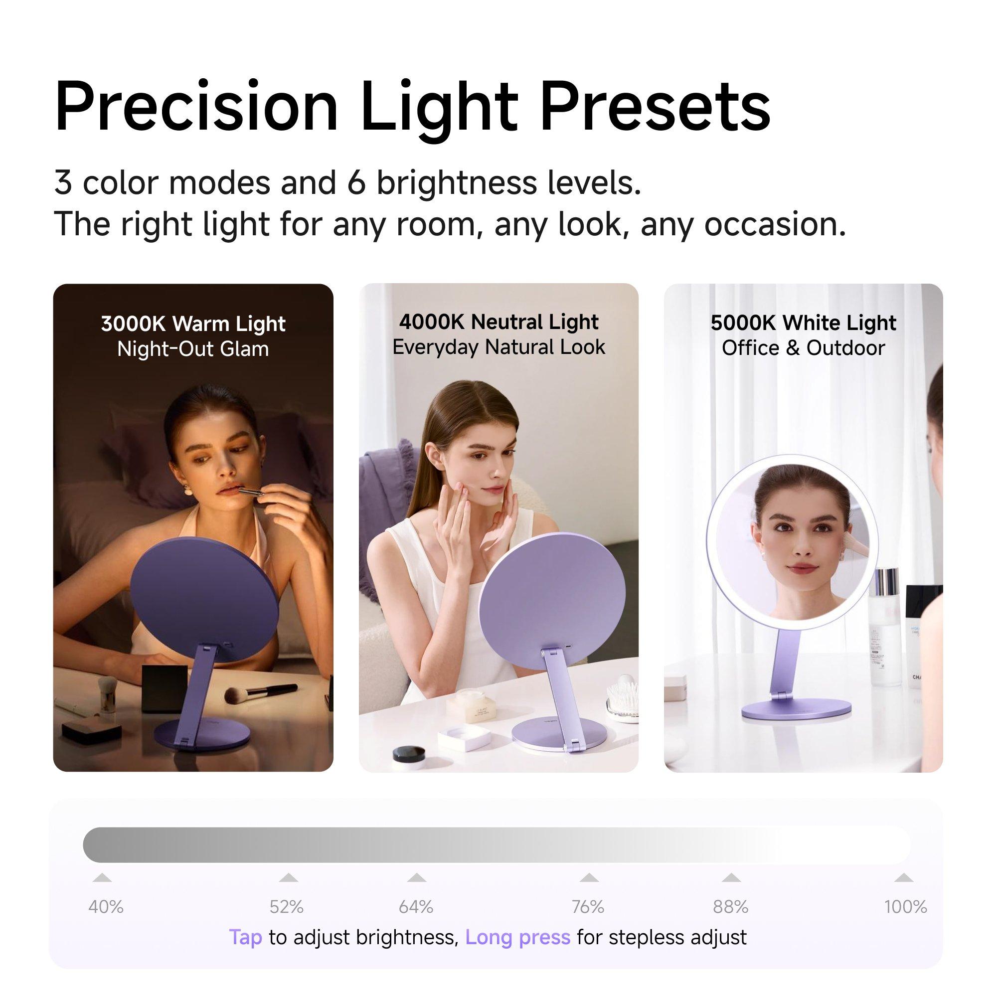 Зеркало для макияжа с подсветкой Laifen Glowy Vanity, цвет: Фиолетовый — фото 4