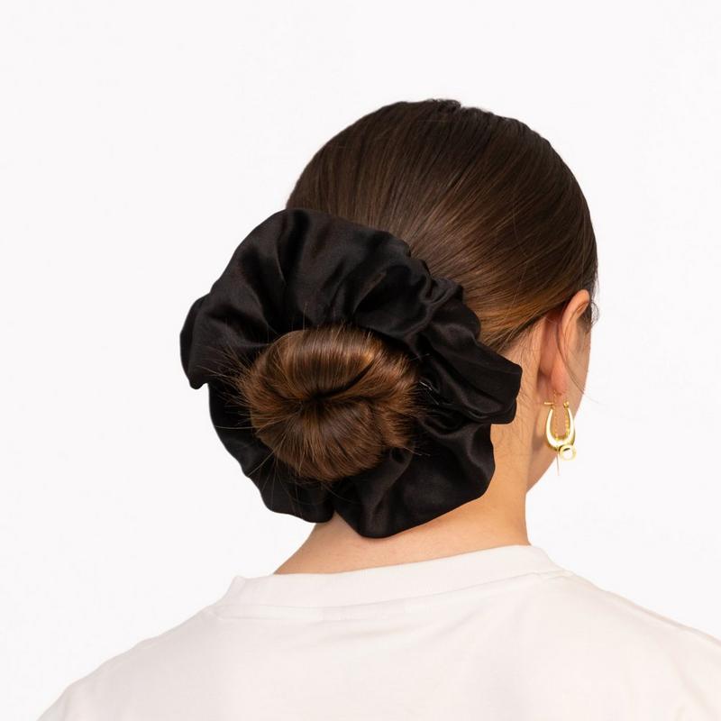 LINA LENNOX - Onyx Black Organic Silk Oversized Scrunchie | Ulta