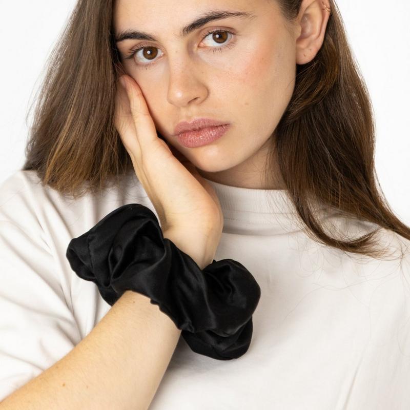 LINA LENNOX - Onyx Black Organic Silk Oversized Scrunchie | Ulta
