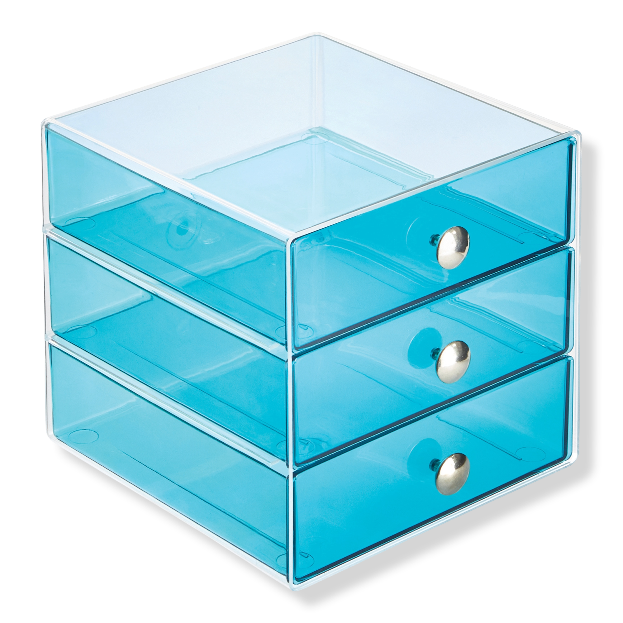 iDesign Stackable 3-Drawer Vanity Makeup Organizer - Aqua #1