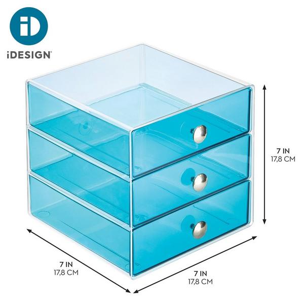 iDesign Stackable 3-Drawer Vanity Makeup Organizer - Aqua #4