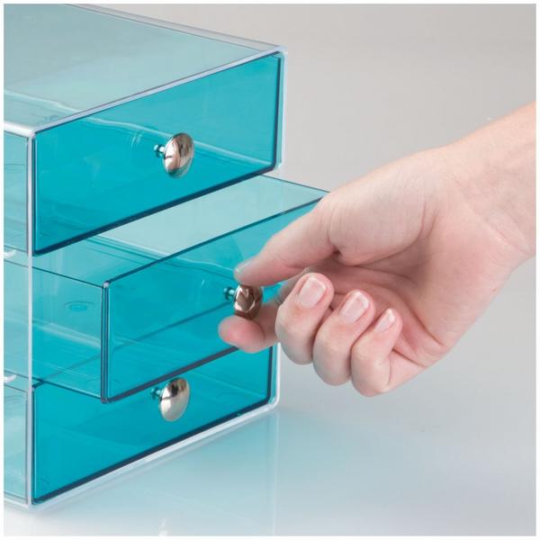 iDesign Stackable 3-Drawer Vanity Makeup Organizer - Aqua #6