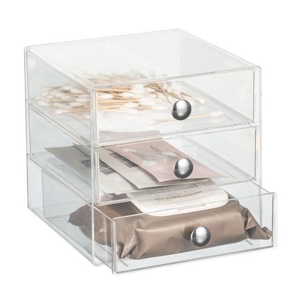 iDesign 3-Clear Plastic Drawers Stackable Makeup Organizer #2