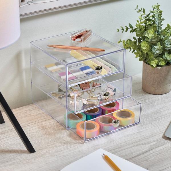 iDesign 3-Clear Plastic Drawers Stackable Makeup Organizer #6