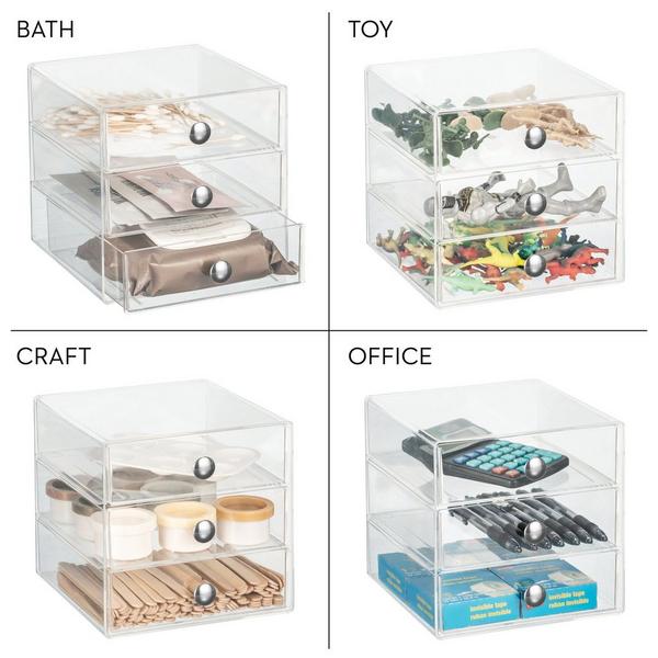 iDesign 3-Clear Plastic Drawers Stackable Makeup Organizer #8