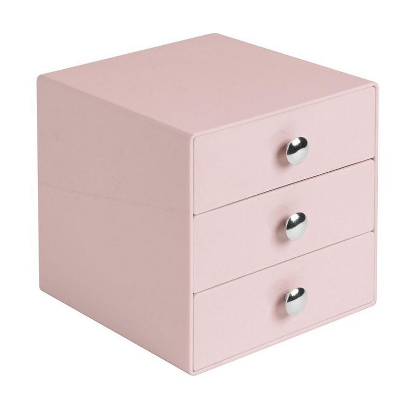 iDesign - Pink Stackable 3-Drawer Vanity Makeup Organizer - Aqua
