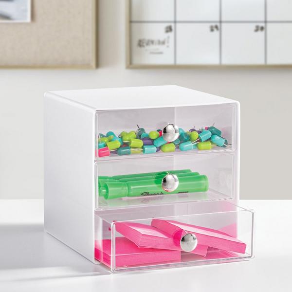iDesign Stackable 3-Drawer Vanity Makeup Organizer - Aqua #7