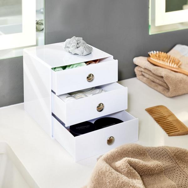 iDesign Stackable 3-Drawer Vanity Makeup Organizer - Aqua #8