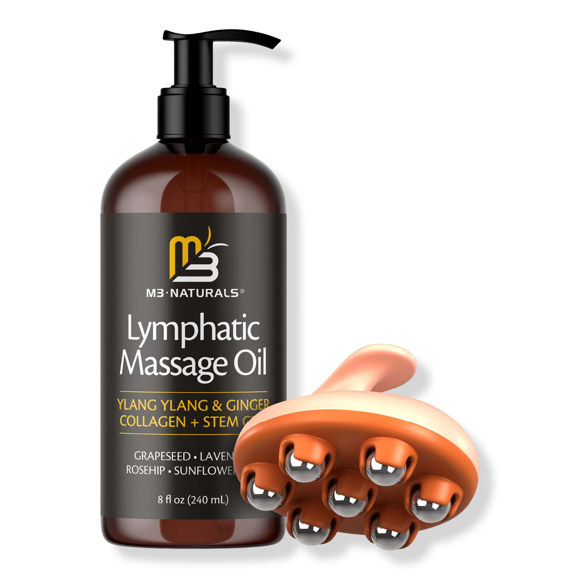 M3 Lymphatic Massage Oil + Lymphatic Roller Set