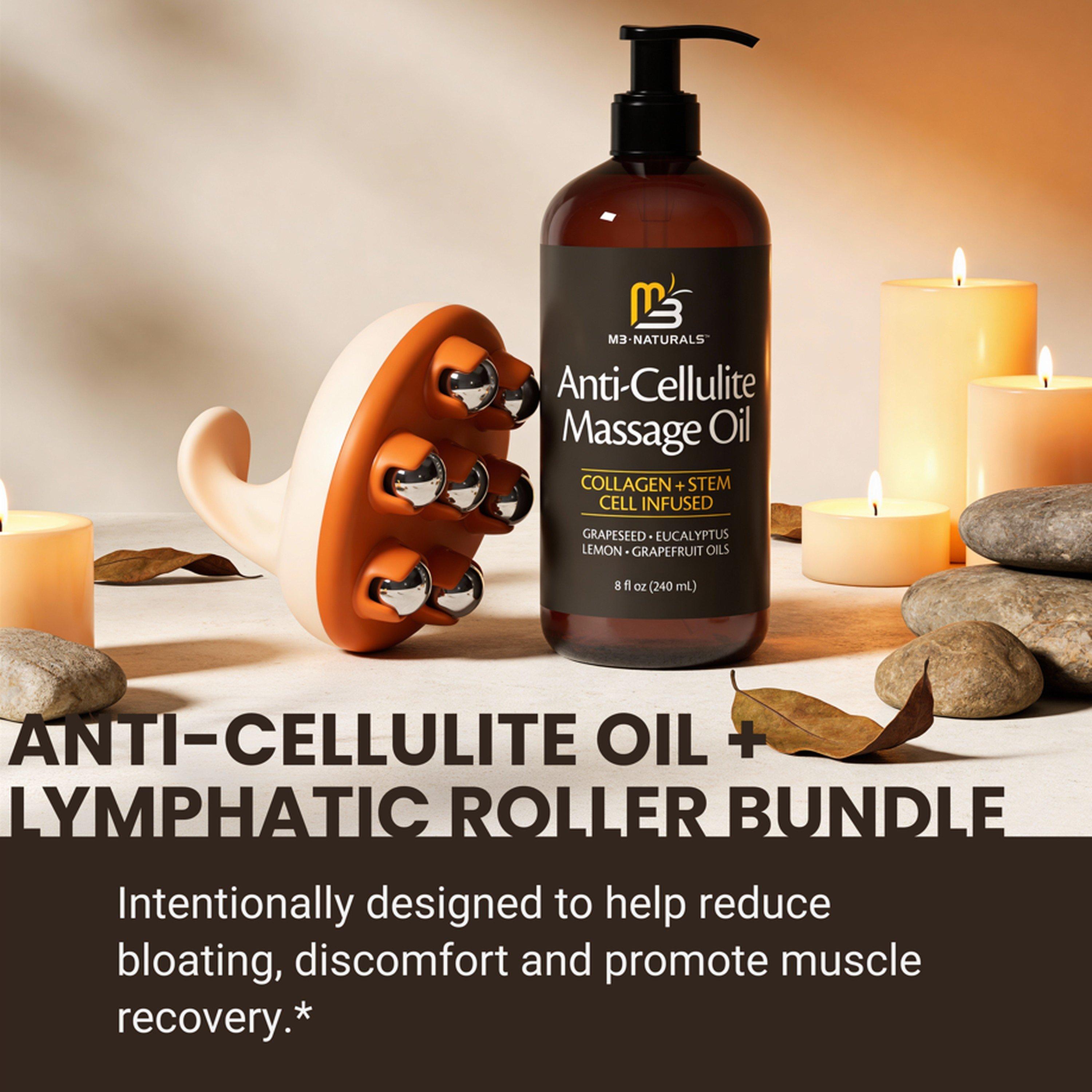 M3 Anti-Cellulite Massage Oil + Lymphatic Roller Set — фото 4