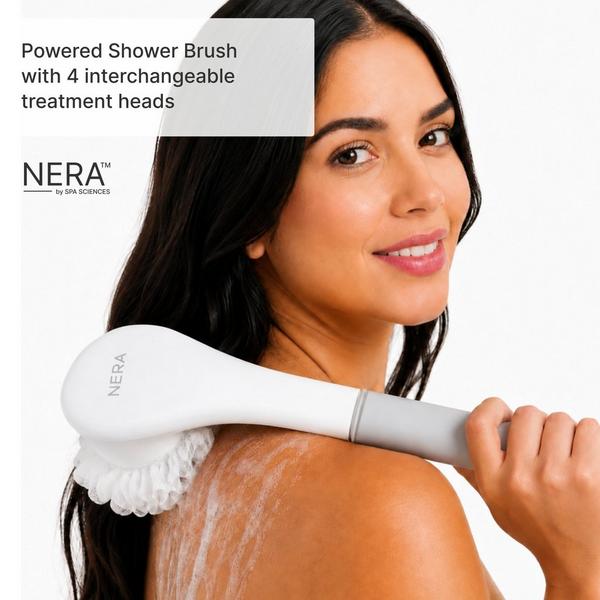 Spa Sciences NERA Rechargeable Waterproof Powered Shower Brush with 4 Heads & Antimicrobial Bristles #2