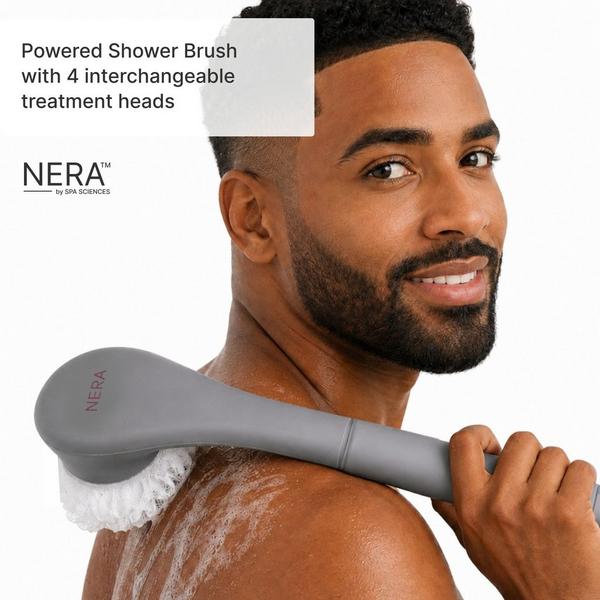 Spa Sciences NERA Rechargeable Waterproof Powered Shower Brush with 4 Heads & Antimicrobial Bristles #2