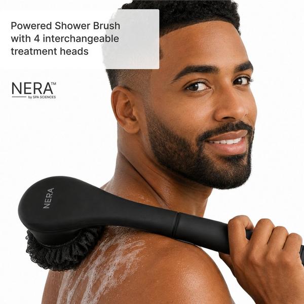 Spa Sciences NERA Rechargeable Waterproof Powered Shower Brush with 4 Heads & Antimicrobial Bristles #2