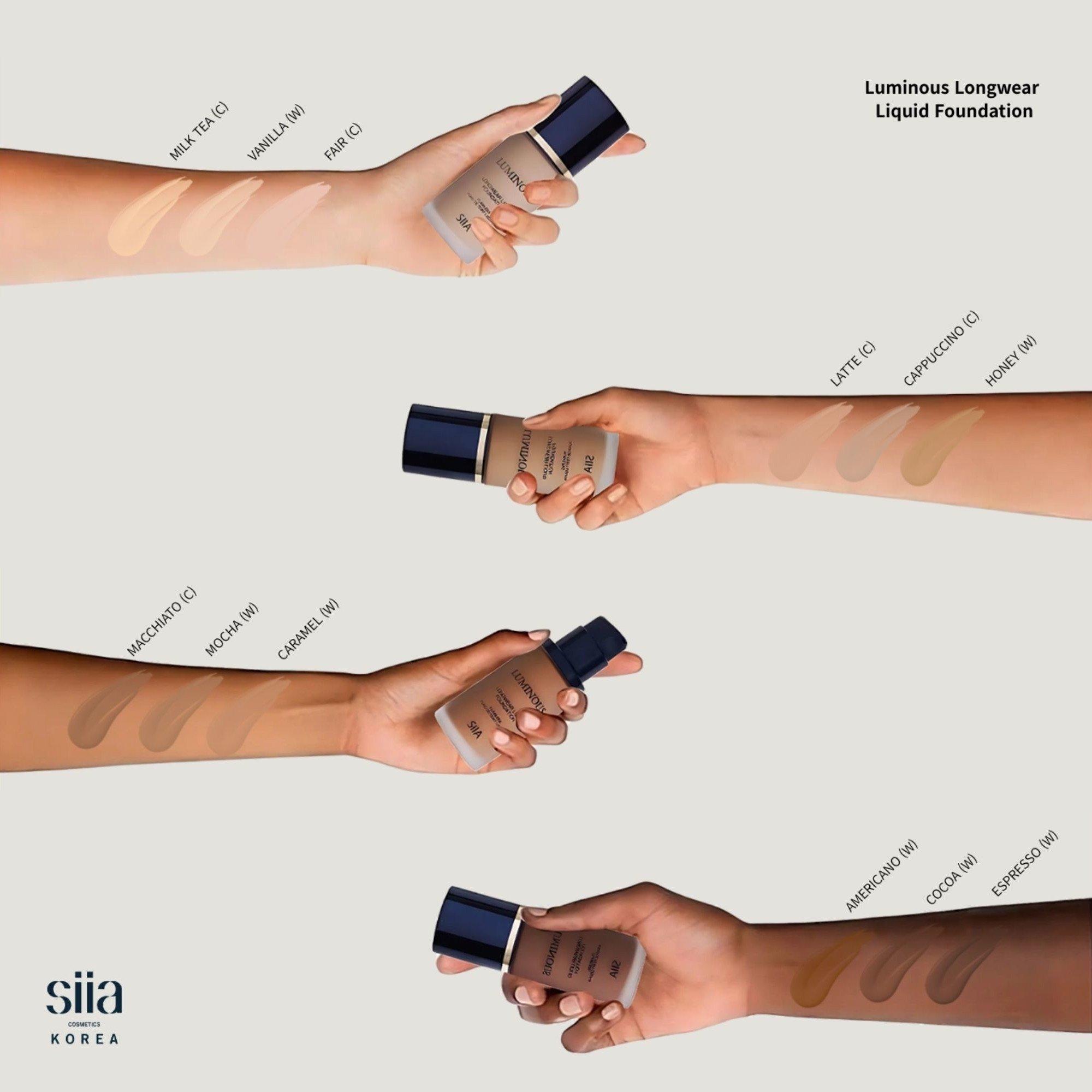 Стойкая жидкая тональная основа с сиянием Siia Cosmetics Luminous Longwear, цвет: Americano — фото 6