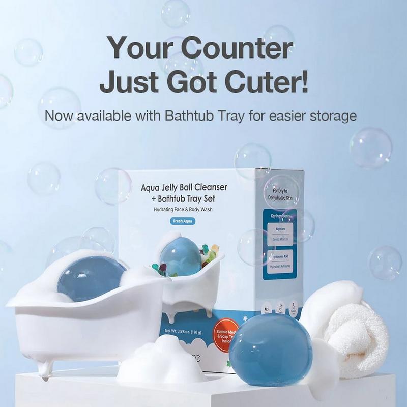be bare - Bathtub Tray Set Aqua Jelly Ball Cleanser - Fresh Aqua