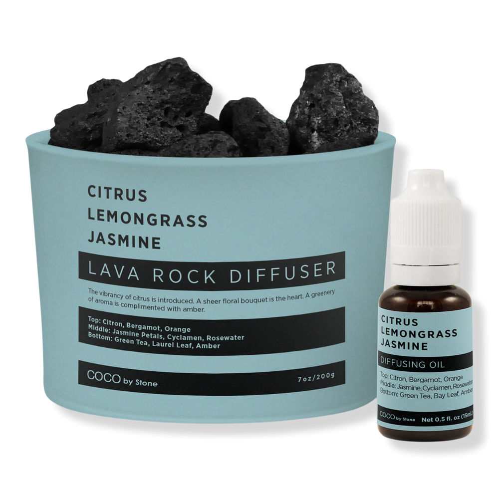 COCO by Stone Citrus Lemongrass Jasmine Lava Rock Diffuser with Oil Starter Pack