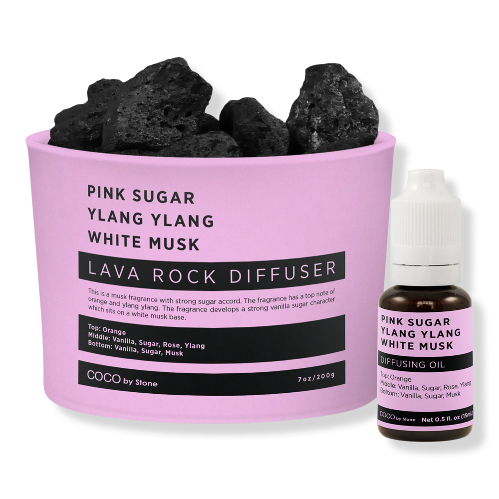 COCO by Stone Pink Sugar Ylang Ylang White Musk Lava Rock Diffuser with Oil Starter Pack