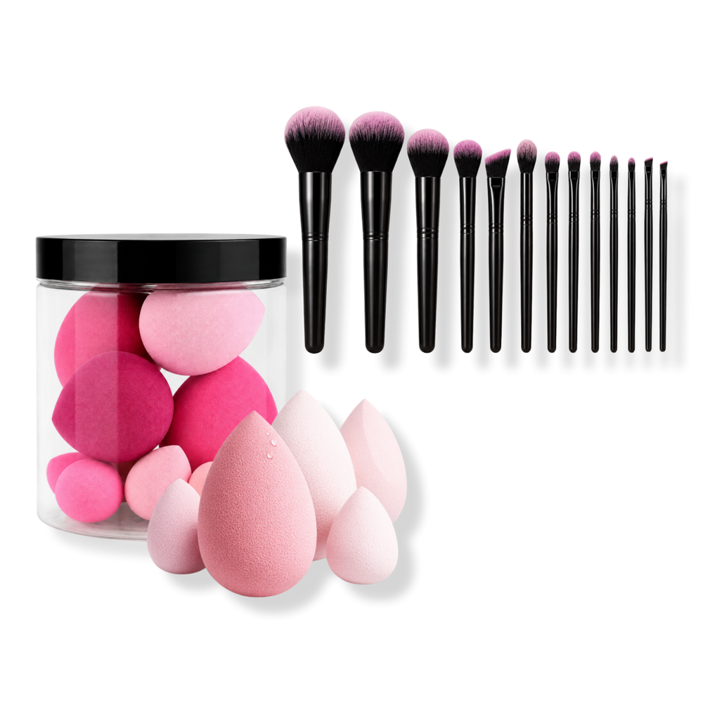 CosmoGlo 13-Piece Professional Makeup Brush Sponge Set