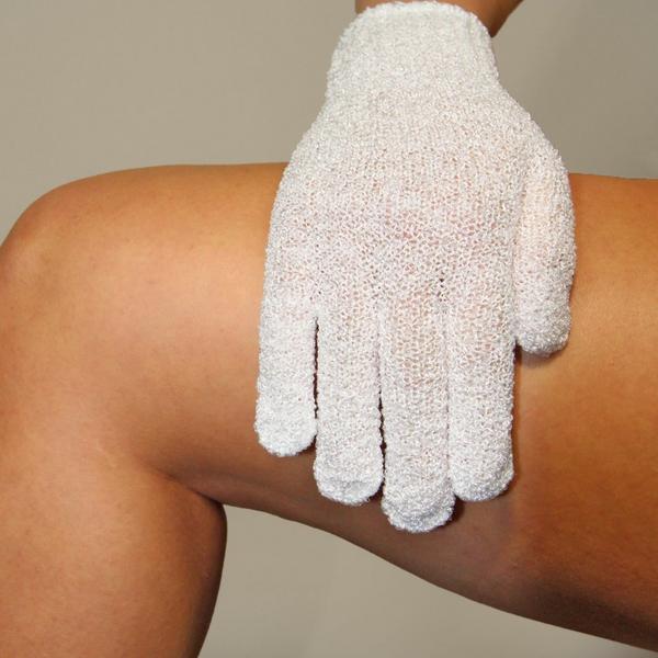 Rose and Caramel White Exfoliating Gloves #3