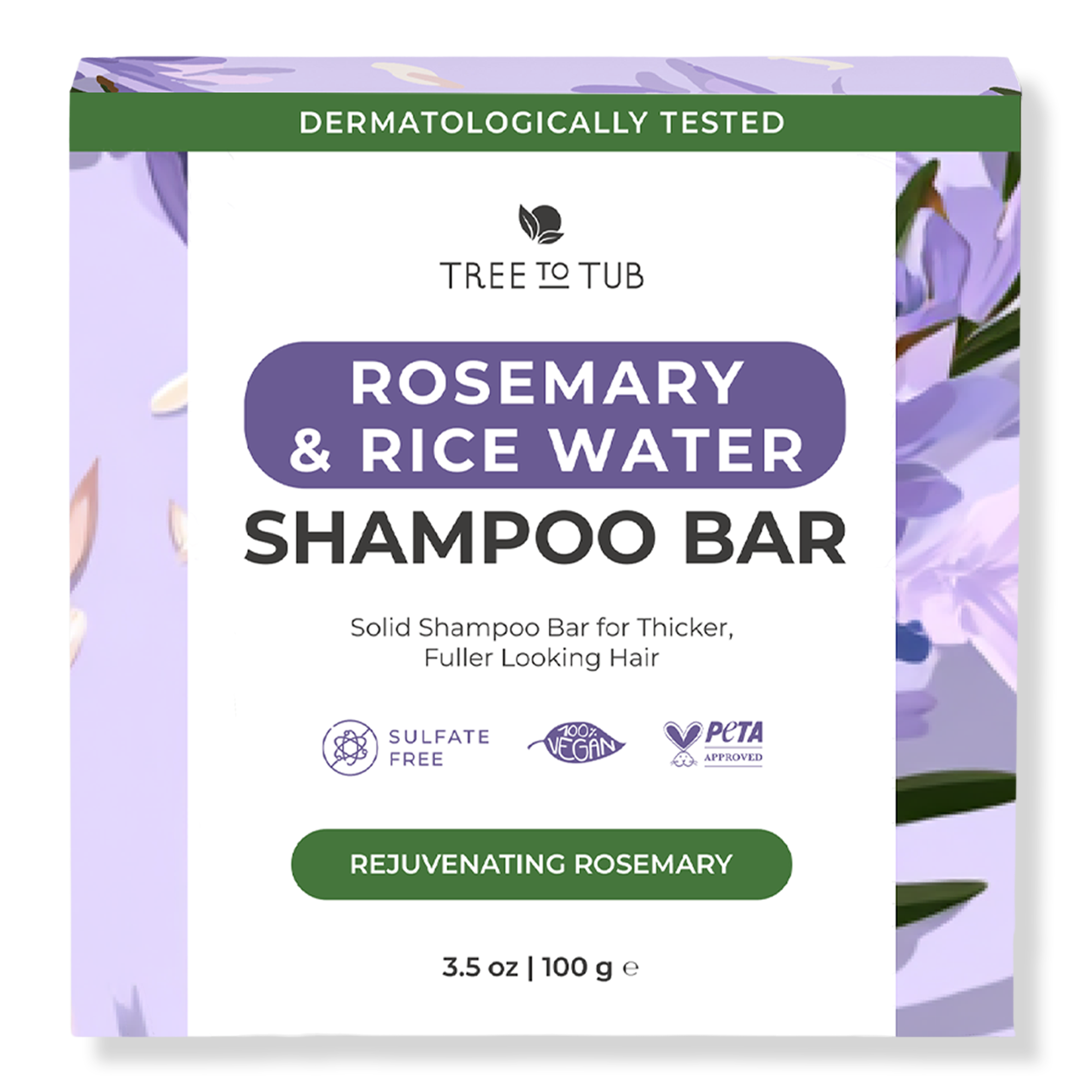 Твёрдый шампунь для густоты волос Tree To Tub с розмарином и рисовой водой — фото 1