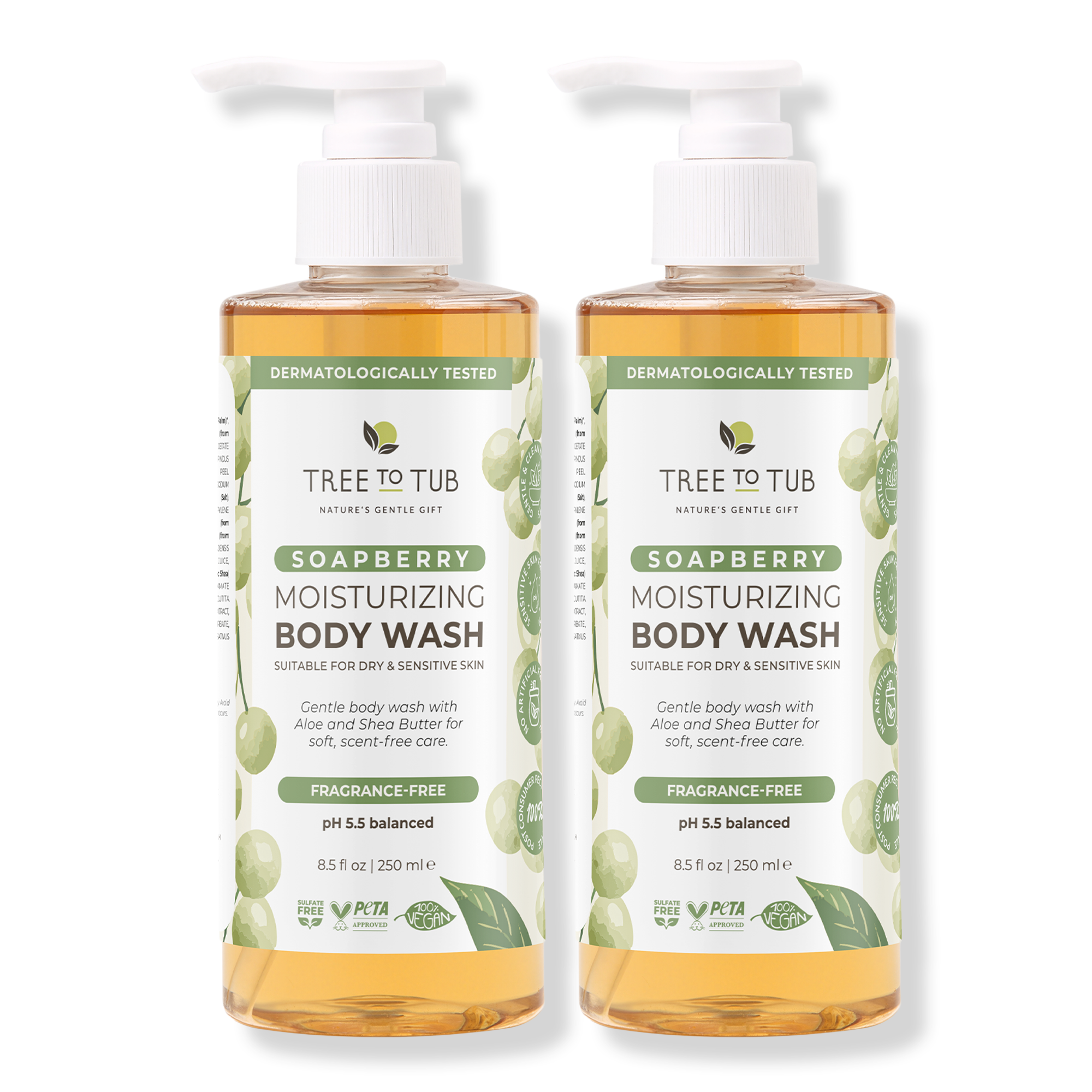 Увлажняющий гель для душа без отдушки Tree To Tub Soapberry для сухой кожи