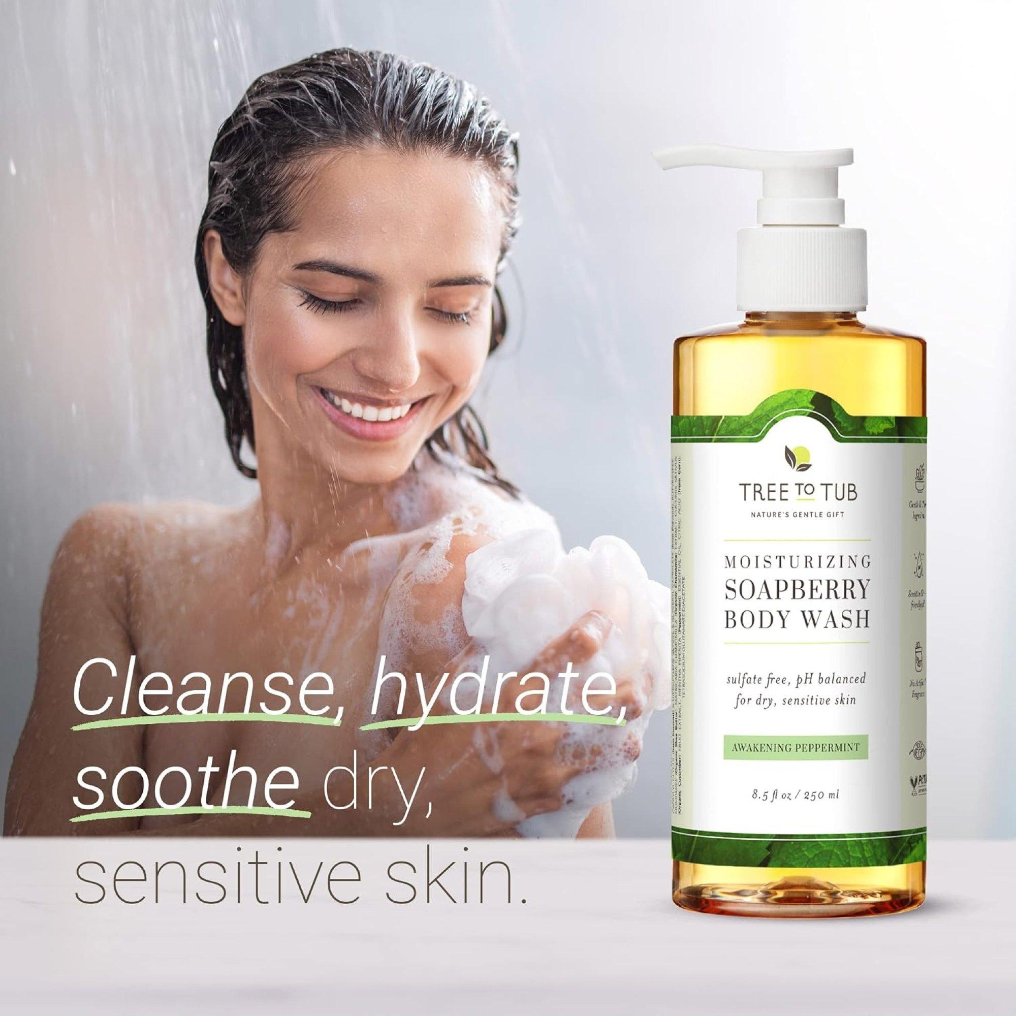 Увлажняющий гель для душа Tree To Tub Soapberry, мята, для чувствительной кожи — фото 2