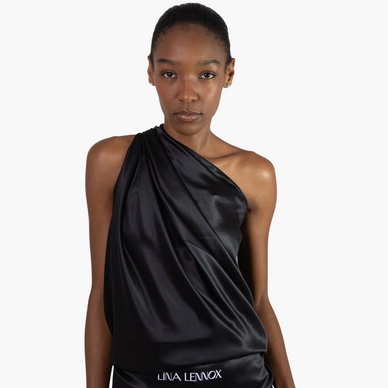 LINA LENNOX - Organic Silk Noir Scarf + Oversized Scrunchie Set