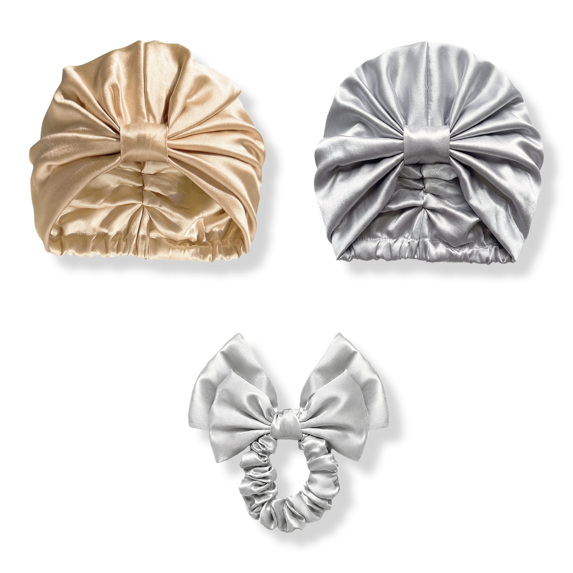 LINA LENNOX Organic Silk Métallique Bonnet & Scrunchie Set #1