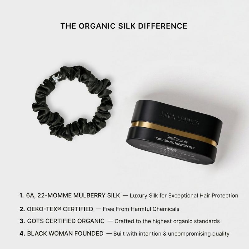 LINA LENNOX - Onyx Black Organic Silk Scrunchie Set | Ulta Beauty