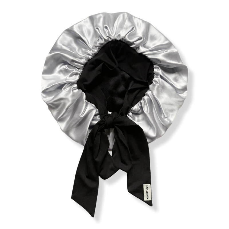 LINA LENNOX - Onyx Black/Silver Organic Silk XL Hair Bonnet | Ulta
