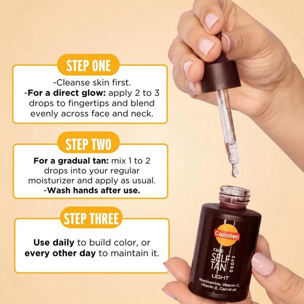 Carroten Face & Body Self Tan Drops Light, Natural Buildable Glow #4