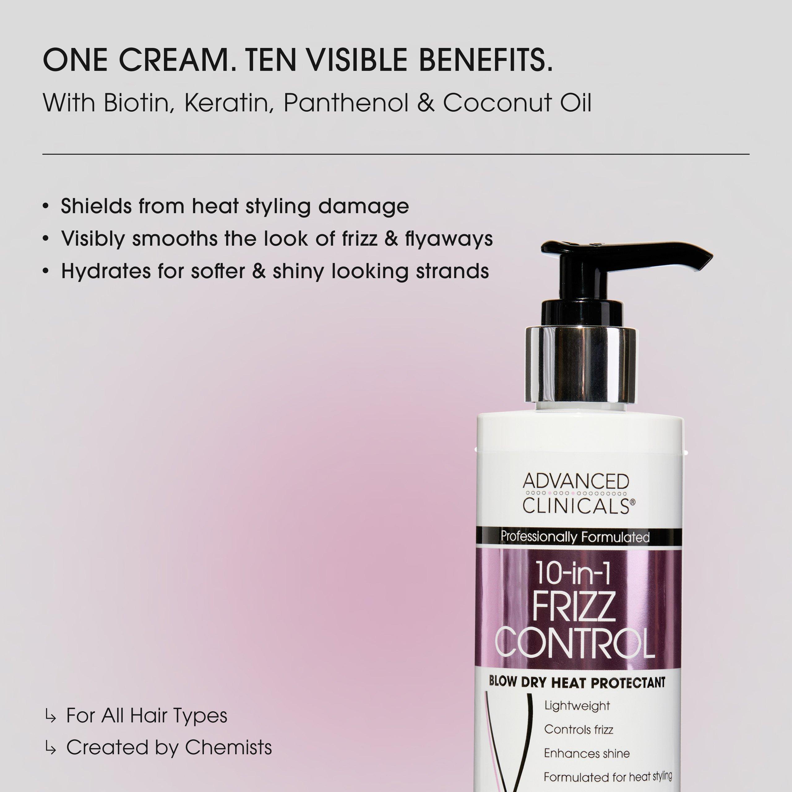 Advanced Clinicals 10-in-1 Frizz Control Blow Dry Heat Protectant Cream — фото 3