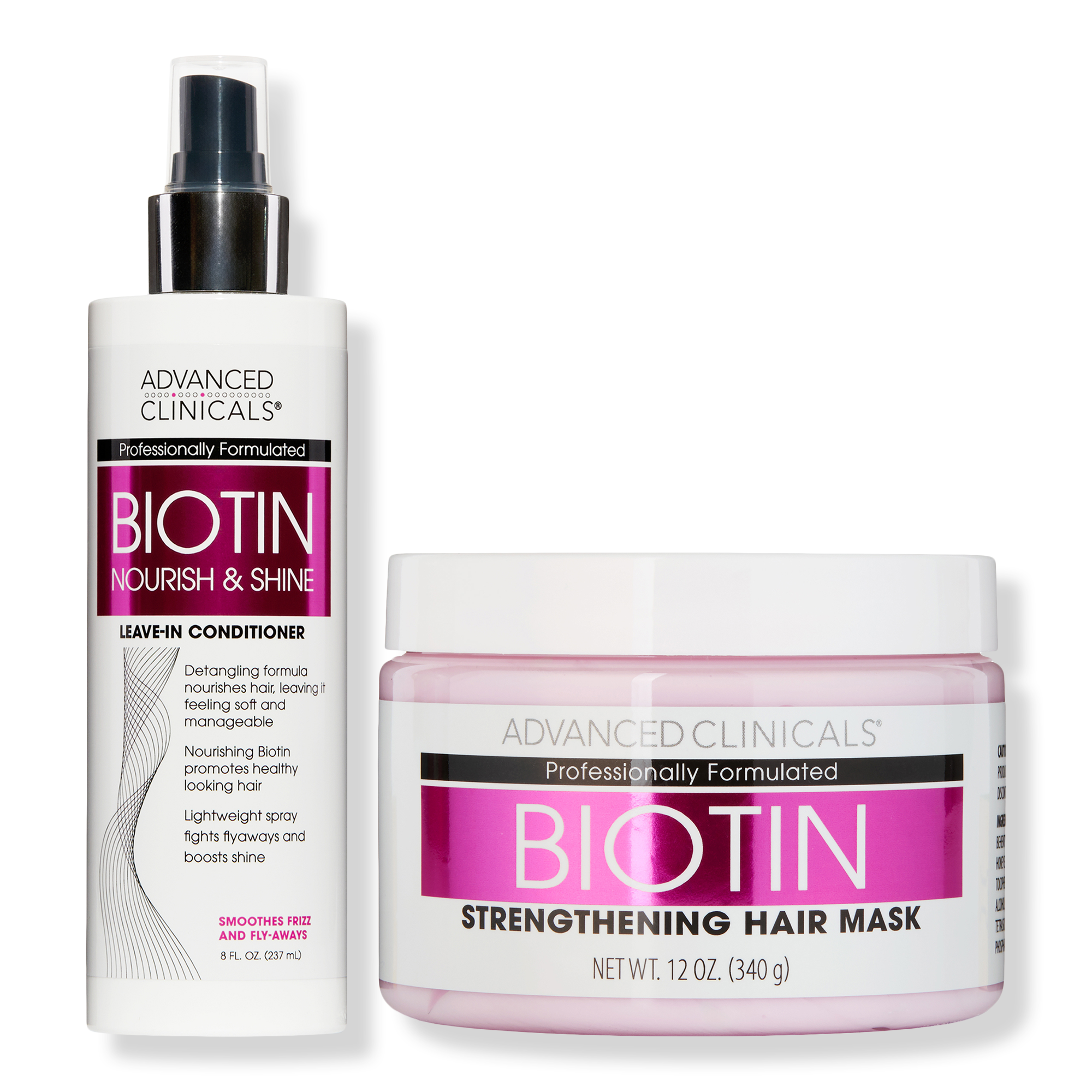 Advanced Clinicals Biotin Strengthening Hair Mask + Leave In Hair Conditioner 2PC Bundle — фото 1