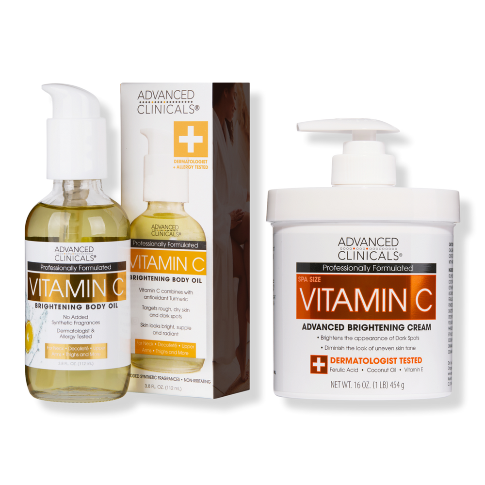 Advanced Clinicals Vitamin C Brightening Body Cream & Oil Bundle