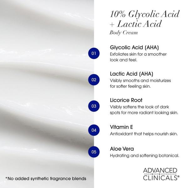 Advanced Clinicals 10% Glycolic Acid + Lactic Acid Exfoliating Body Cream #4