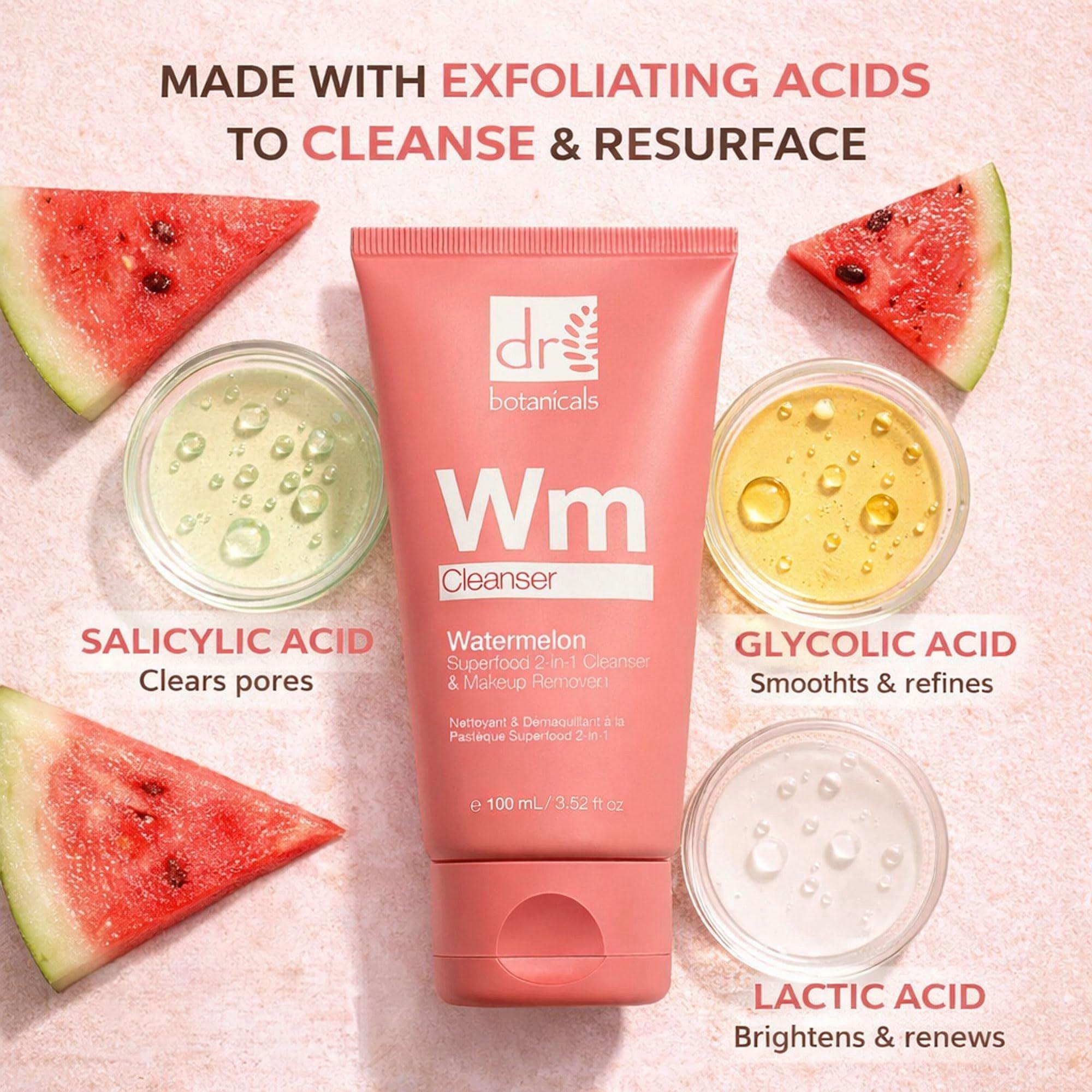 Очищающее средство и средство для снятия макияжа 2-в-1 Dr Botanicals Watermelon Superfood — фото 3