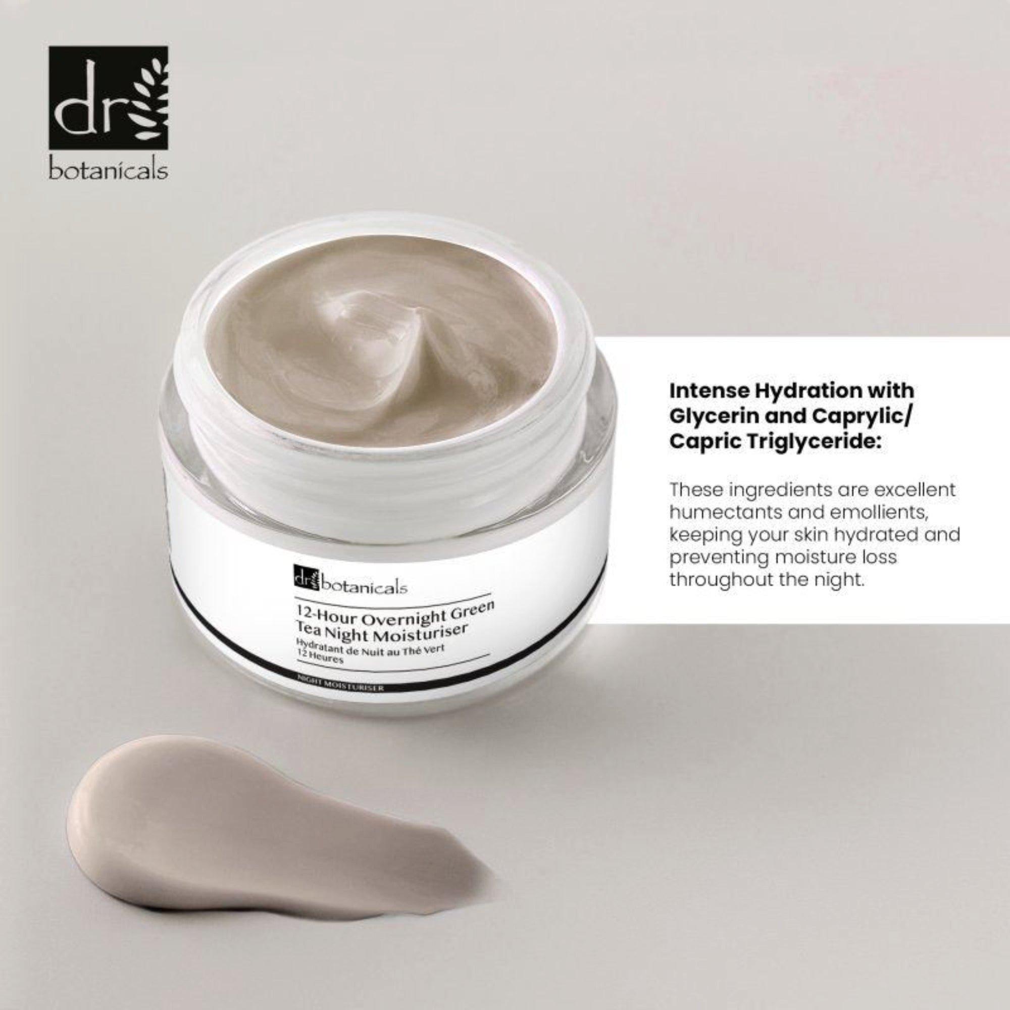Ночной омолаживающий крем с зелёным чаем Dr Botanicals, 12 часов увлажнения — фото 5