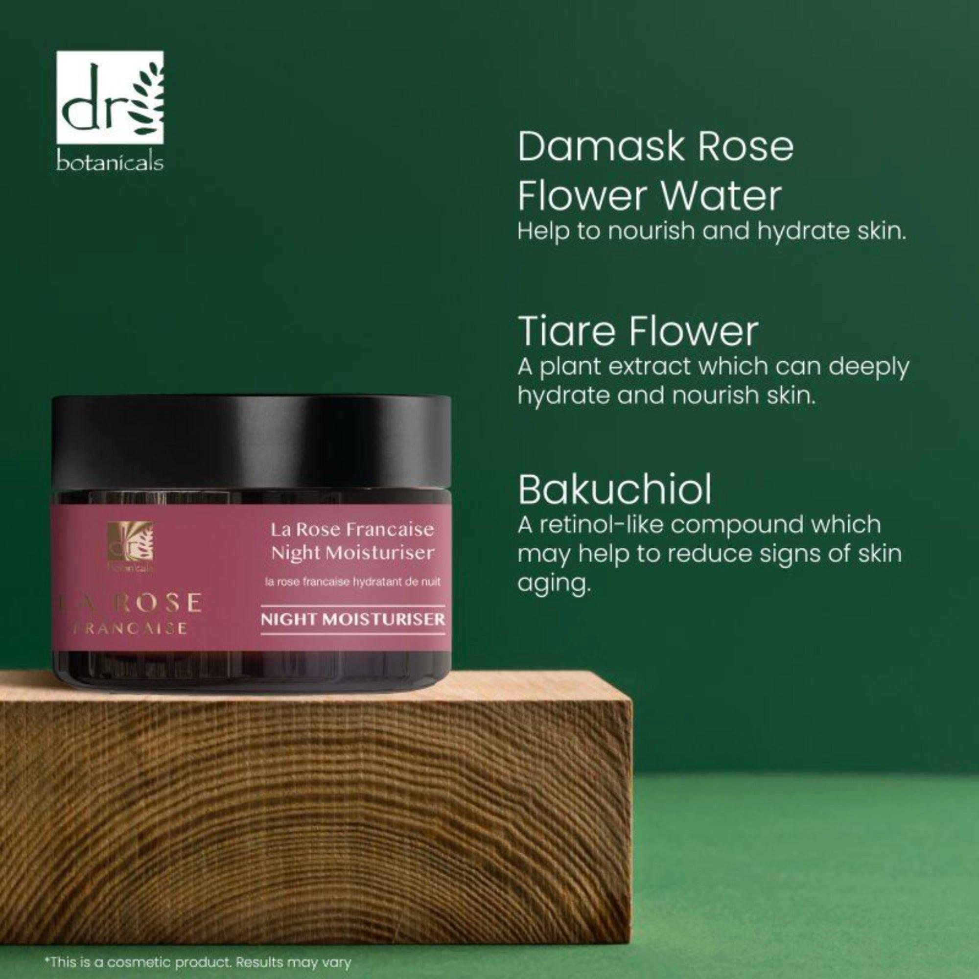 Антивозрастной ночной увлажняющий крем Dr Botanicals La Rose Francaise — фото 3