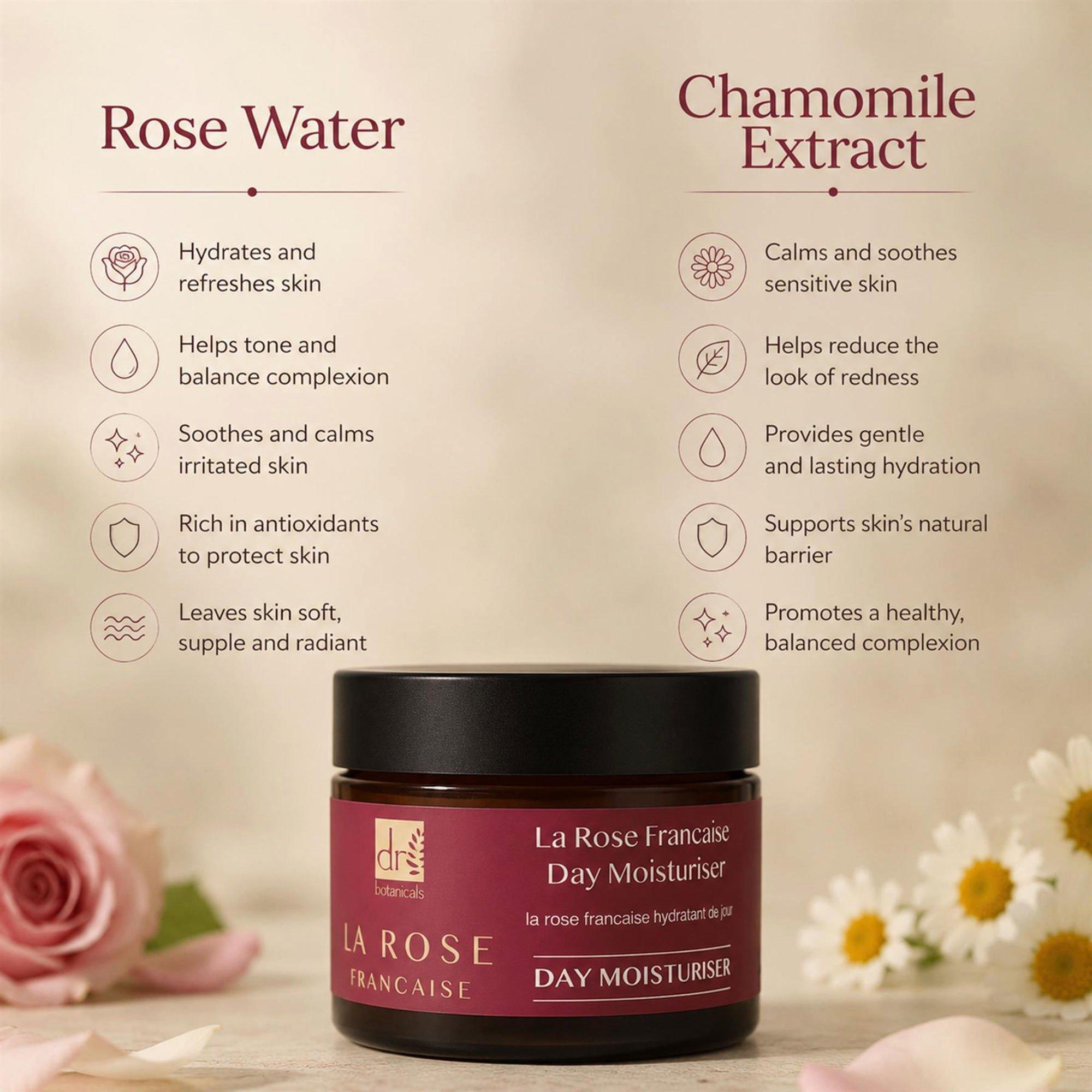 Антивозрастной дневной увлажняющий крем Dr Botanicals La Rose Francaise — фото 3