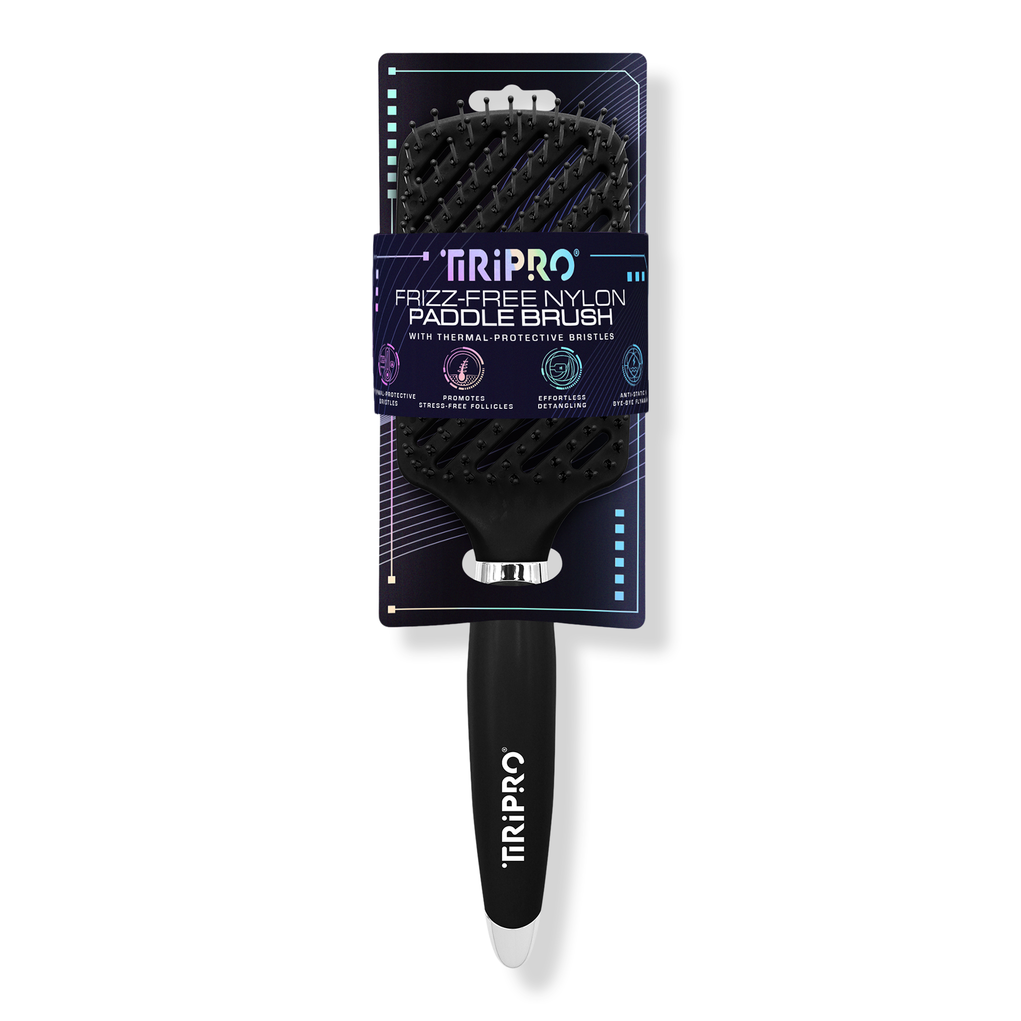 Tiri Pro Detangling No-Frizz Nylon Paddle Brush, цвет: Чёрный — фото 1