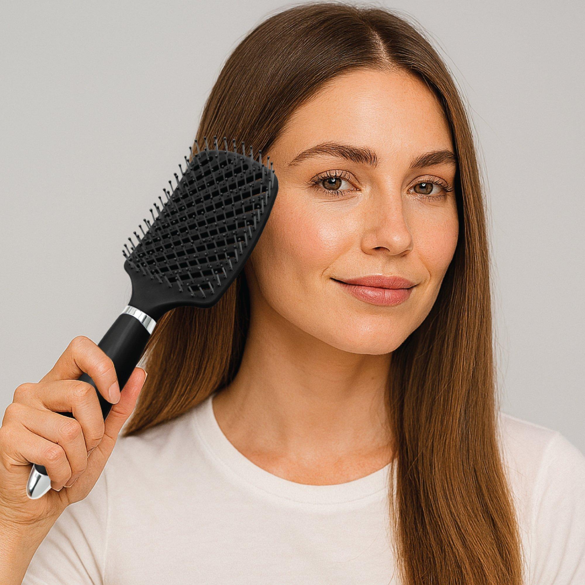Tiri Pro Detangling No-Frizz Nylon Paddle Brush, цвет: Чёрный — фото 5