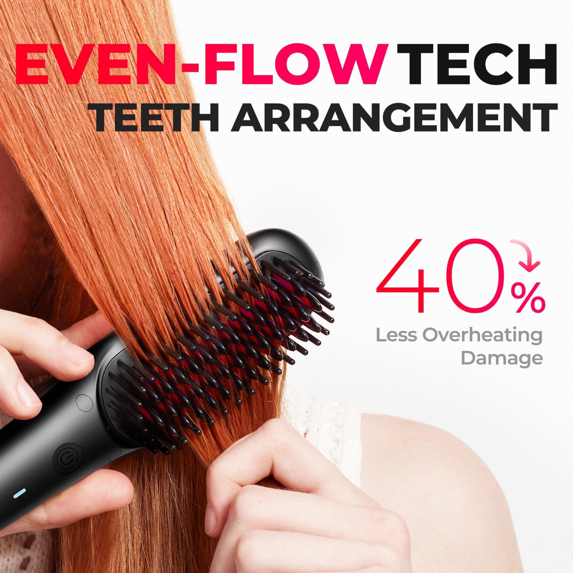 TYMO Beauty iONIC mini Black Hair Straightening Brush+Ionic Rotating Curling lron, цвет: Чёрный розовый — фото 3