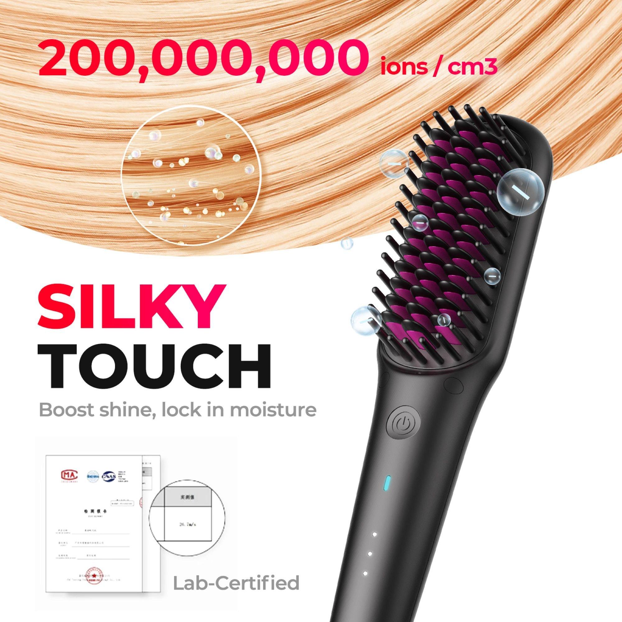 TYMO Beauty iONIC mini Black Hair Straightening Brush+Ionic Rotating Curling lron, цвет: Чёрный розовый — фото 4