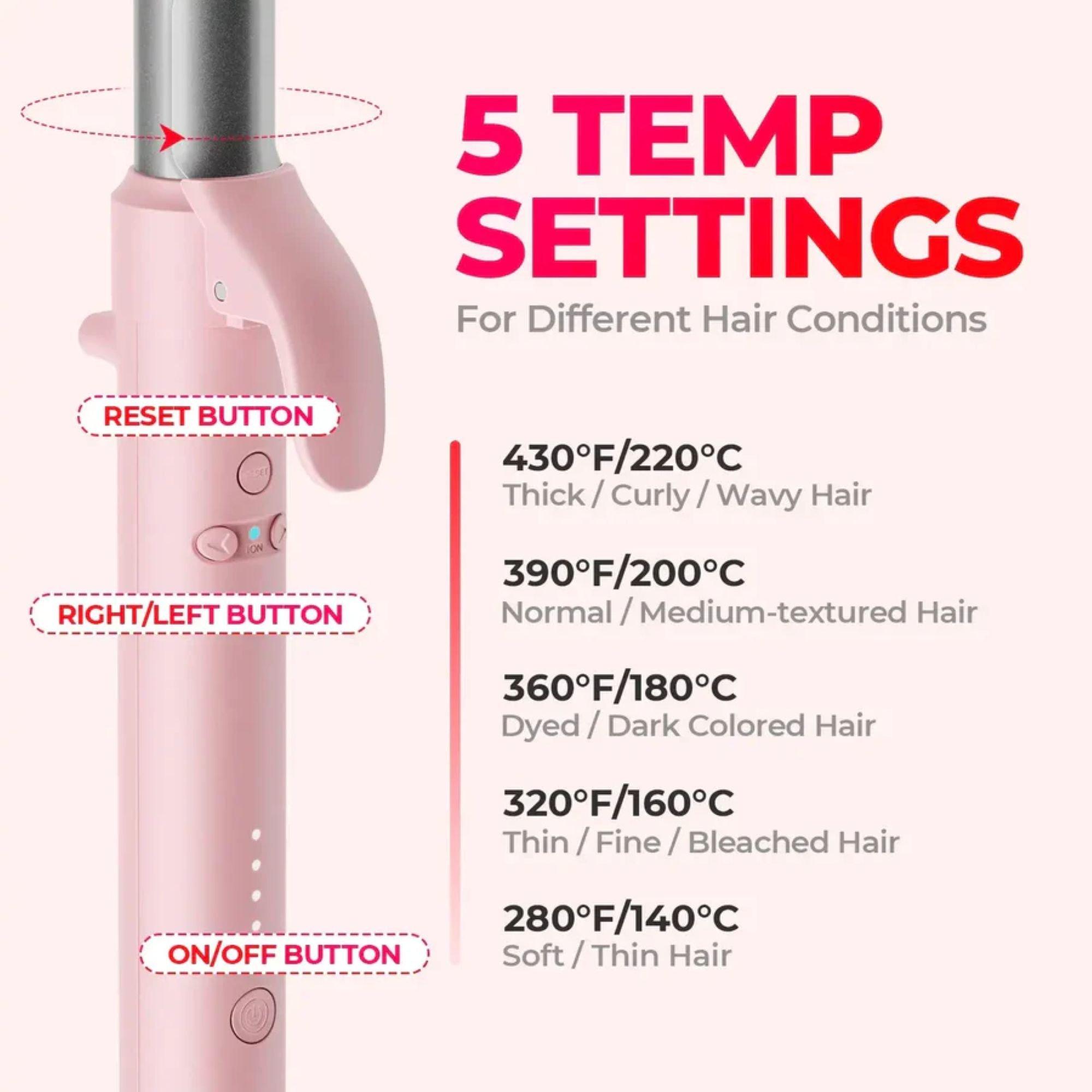 TYMO Beauty iONIC mini Black Hair Straightening Brush+Ionic Rotating Curling lron, цвет: Чёрный розовый — фото 8