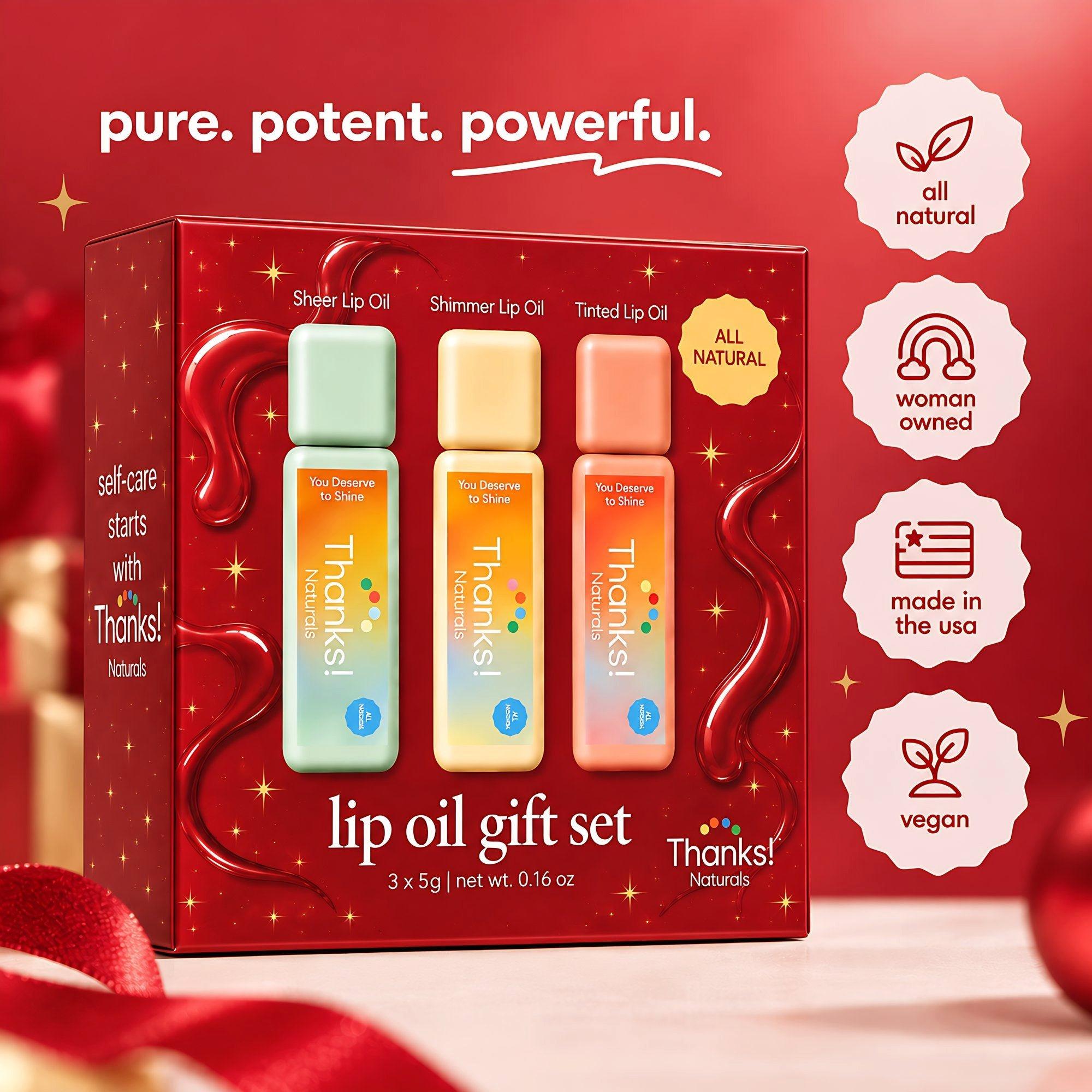 Thanks! Naturals Holiday Lip Oil Gift Set — фото 6