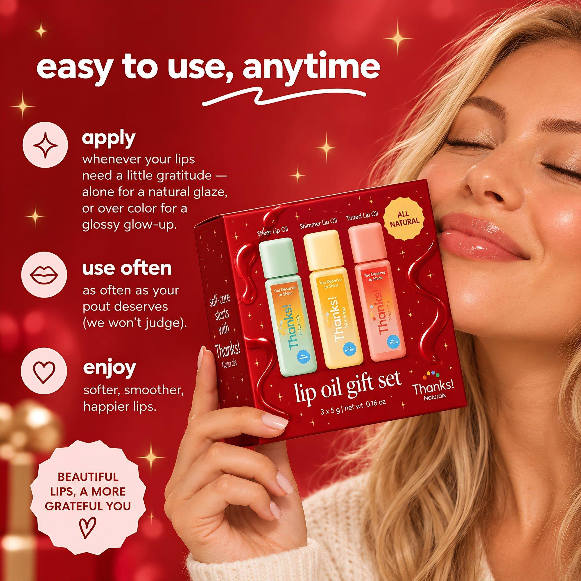 Thanks! Naturals Holiday Lip Oil Gift Set — фото 8